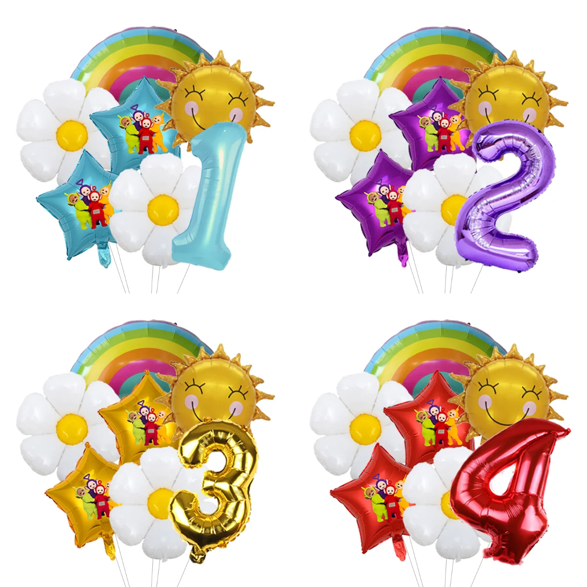 Teletubbies Themen-Ballon-Deko-Set Folienfiguren-Ballons Latex-Globos Kleinkinder-Party Feier-Dekorationsset