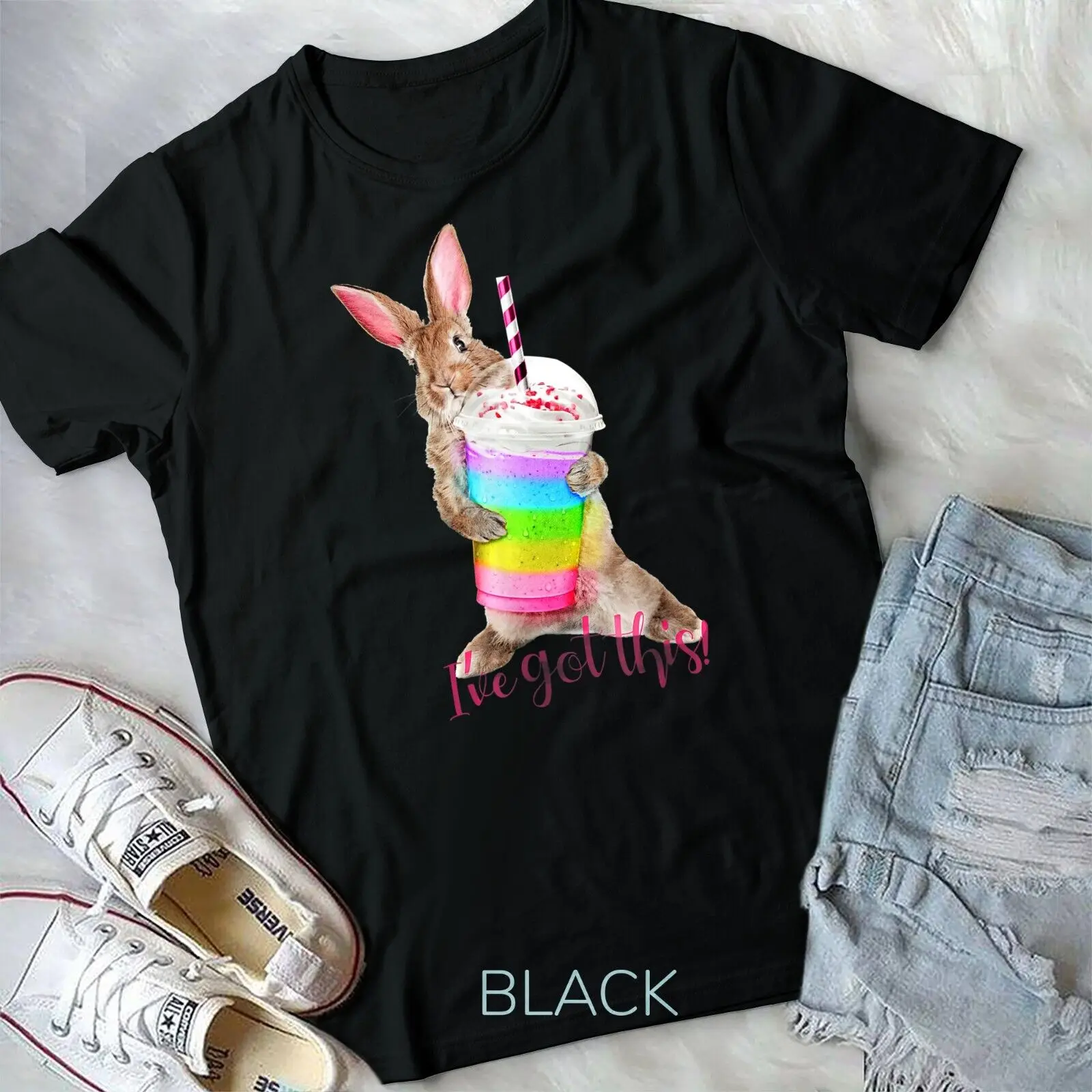 

Cute Bunny Rabbit Milkshake Quote Slogan T-Shirt Unisex T-shirt