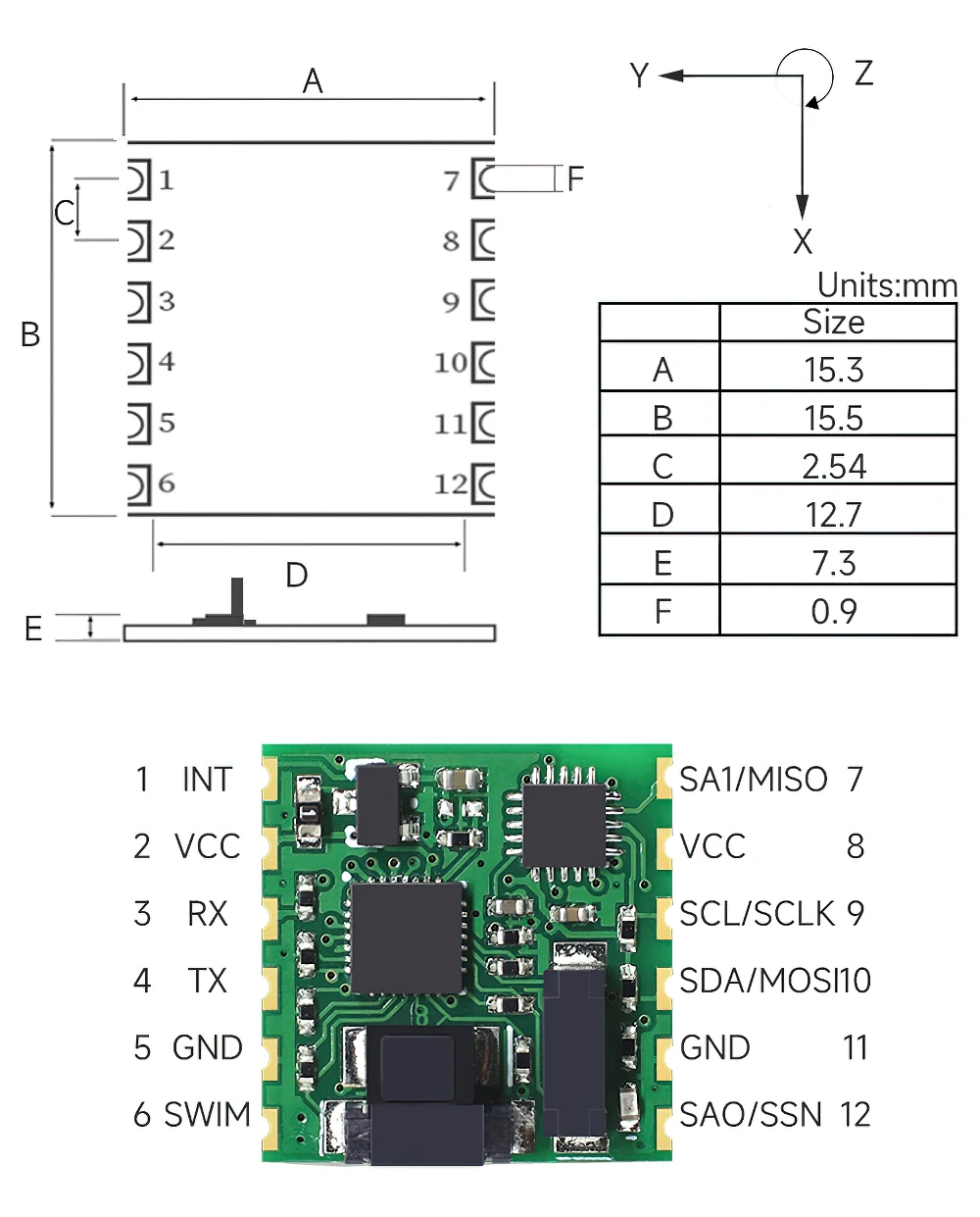 WitMotion JY-RM3100 Serieller 3-Achsen-Elektronikkompass, geomagnetisches Sensormodul in Militärqualität, PNI-Magnetometer-Übungswinkel
