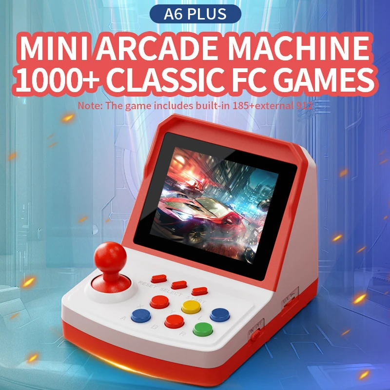 A6 Plus Mini Arcade Video Game Console 3.2 Inch Screen Retro Handheld Game Player 600+ Games Support TV Display Gift For Kid