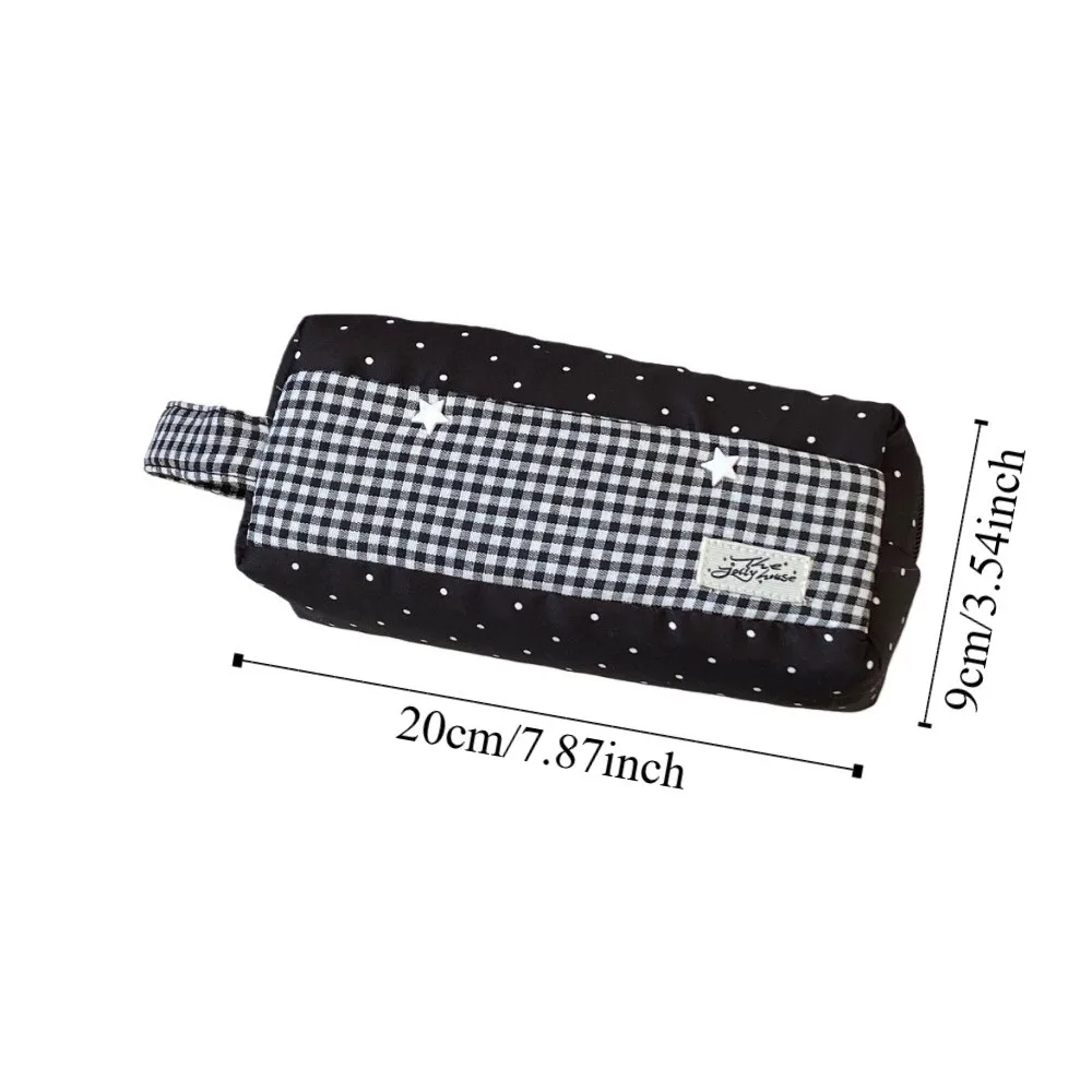 Duży piórnik z tkaniny w kratę, piórnik w kropki z gwiazdkami, koreańska torba na artykuły piśmiennicze, organizer na biurko, szkolny piórnik.