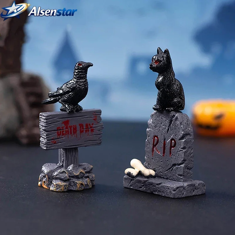 Halloween Cute Pumpkin Ghost Vampire Decoration Miniature Landscape Miniature Statue Resin