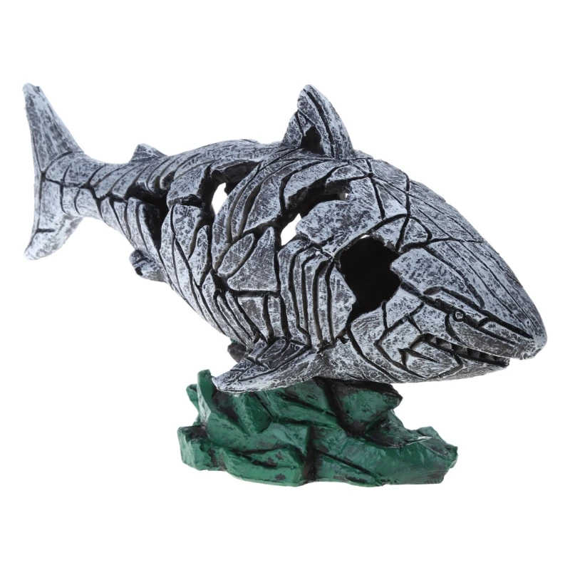 Resin Shark Statue Cracked Animal Sculpture Figurine Art Crafts Ornament for Home Bedroom Office Desktop Supplies Drop Shipping