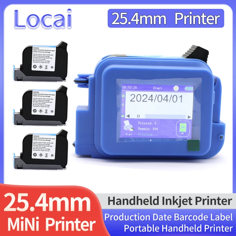 25.4mm Mini Portable Printer QR Bar Batch Code Date Number Logo Expiry Date Handheld Inkjet Printer Label 2588 JS12 Cartridge