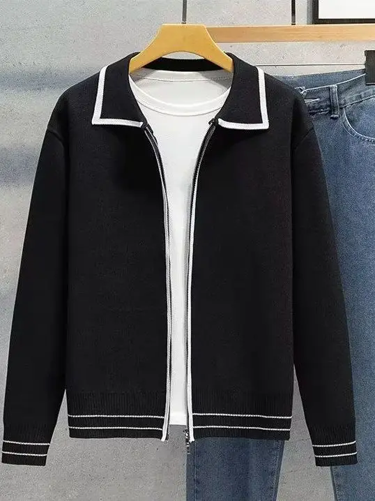 

Guangzhou Thirteen Rows High-End Spring Autumn New Men's Knitted Sweater Jaet Lightweight Maturi Casual Open Cardigan