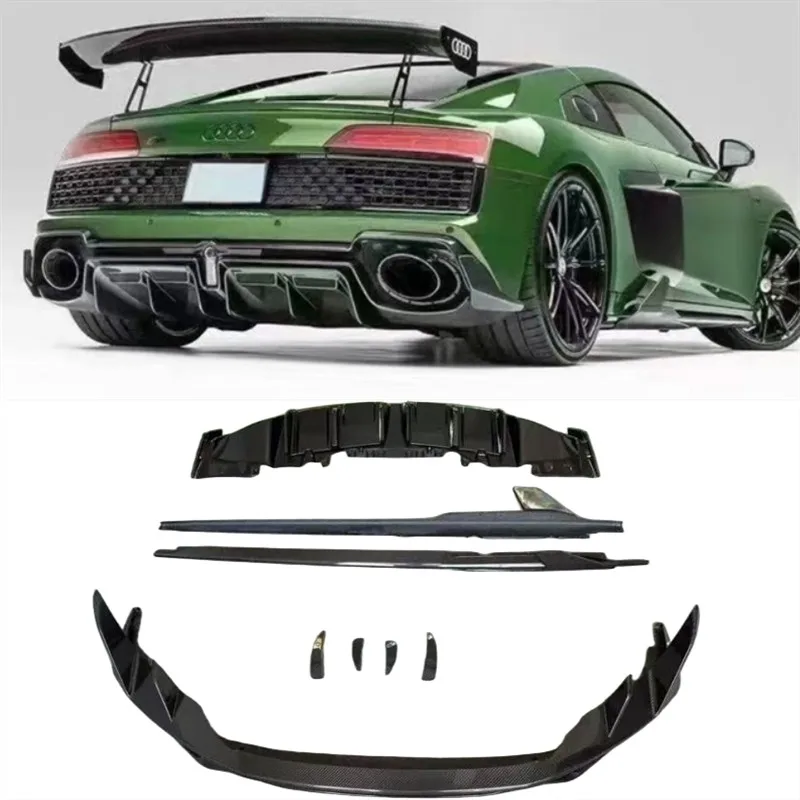 

Для Audi R8 2022-2024 ReaI сухой бампер из углеродного волокна, передняя губа, задняя губа, боковые юбки, ветровой нож, спойлер, ремонт, украшение, комплект кузова