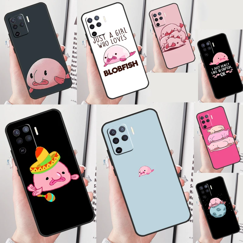 Cartoon Blobfish Case For OPPO A74 A94 A54 A17 A57 A77 A5 A9 A53 S A15 A16 A76 A96 A52 A72 A58 A78 A98 Coque