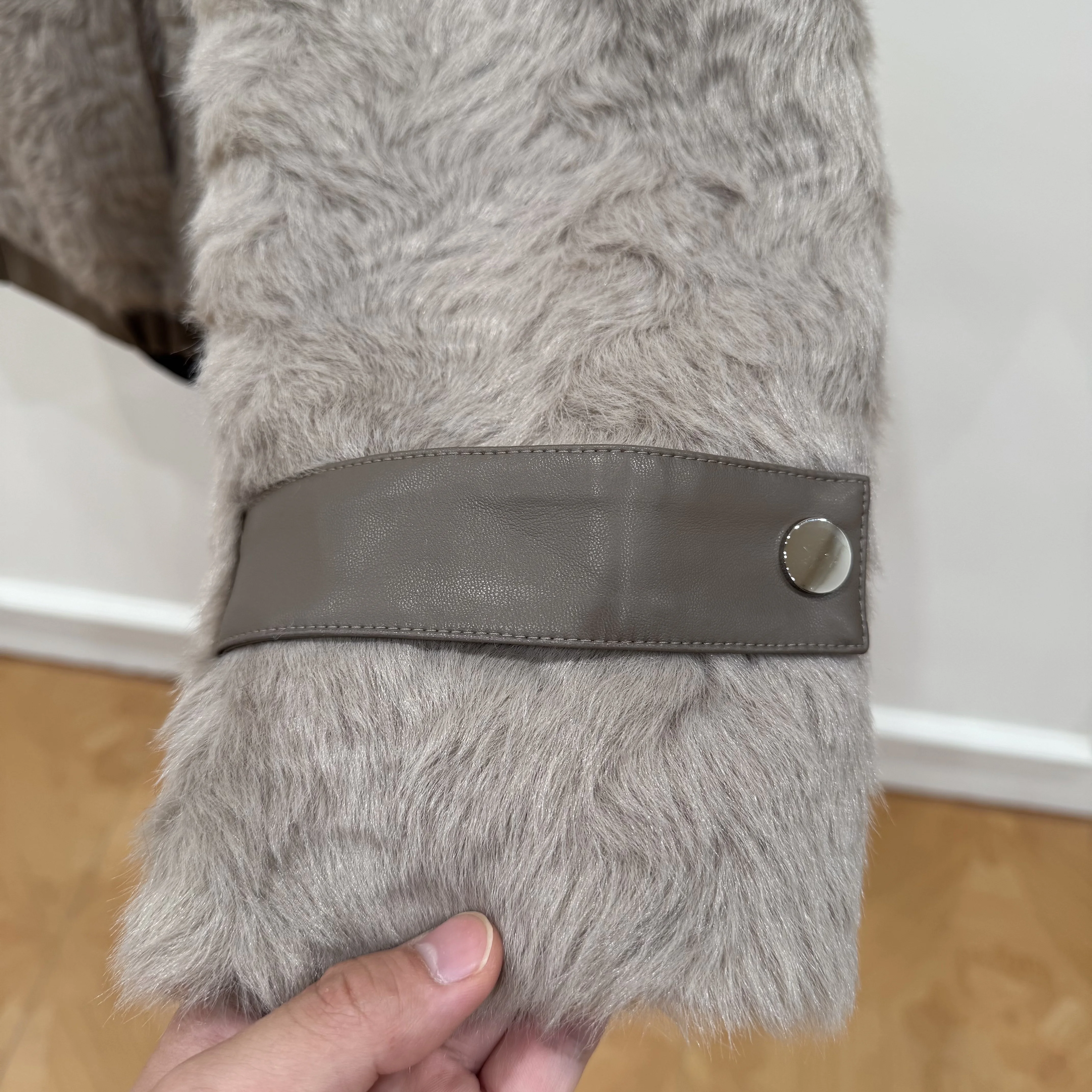 Bo cui autumn and winter women's patchwork design fashionable stand up collar loose short imitation fur coat