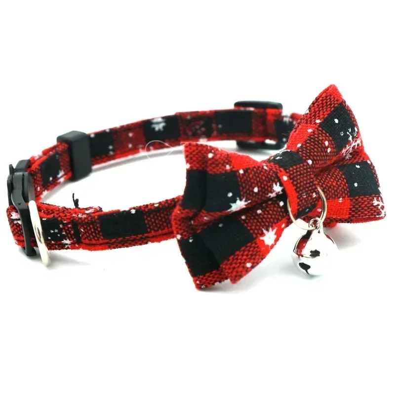 Christmas Cat Collar Safety Buckle Bow Detachable Snowflake Pet Collar