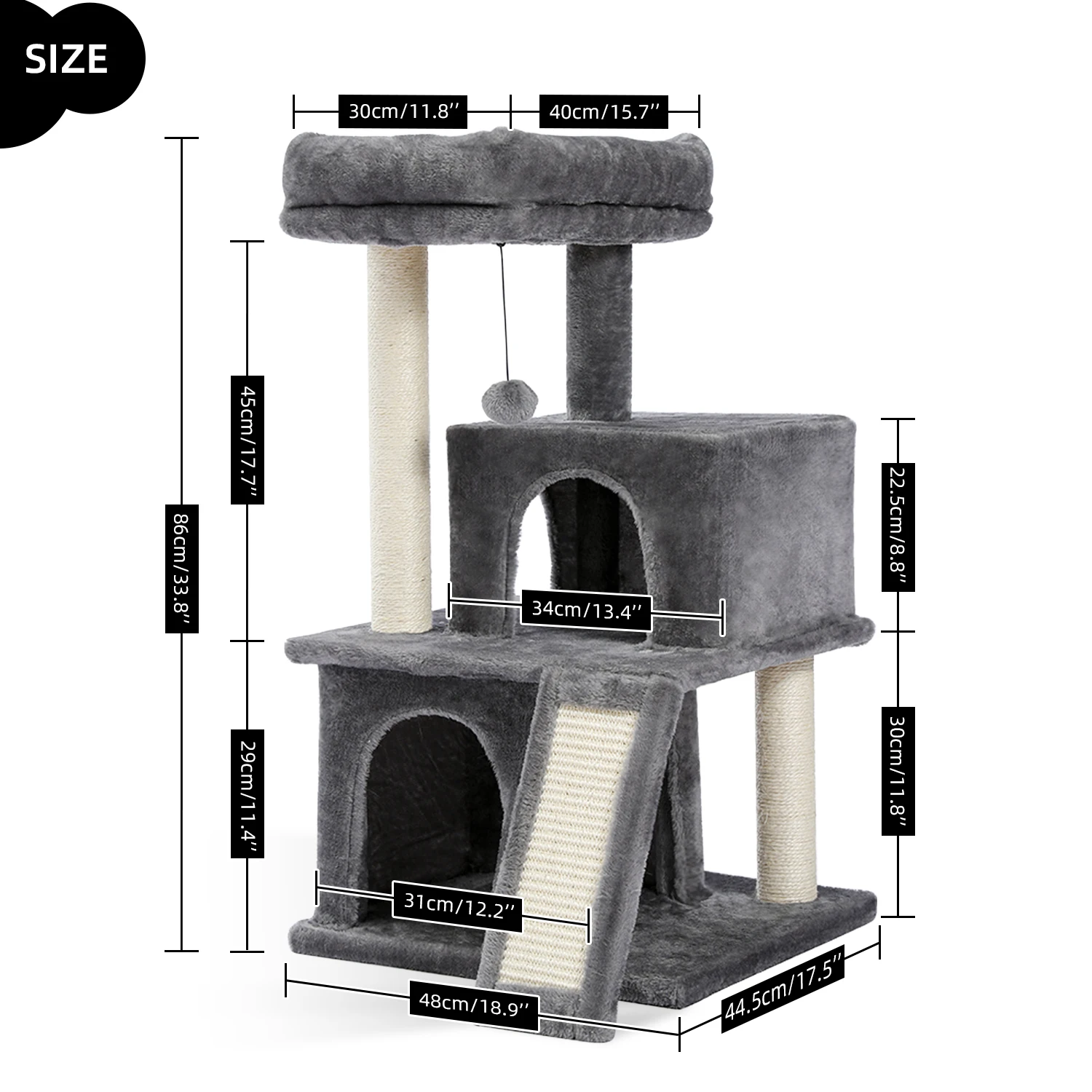 Modern 4-layer Cat Tree Tower, Indoor Large Condo House, Scratching Board, Ladder, Sisal Post, Climbing Kitten Activity Toys