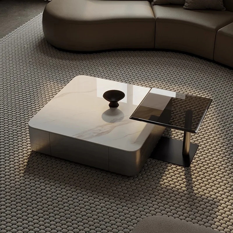 LMM rock slab coffee table small apartment modern simple living room home black minimalist glass coffee table
