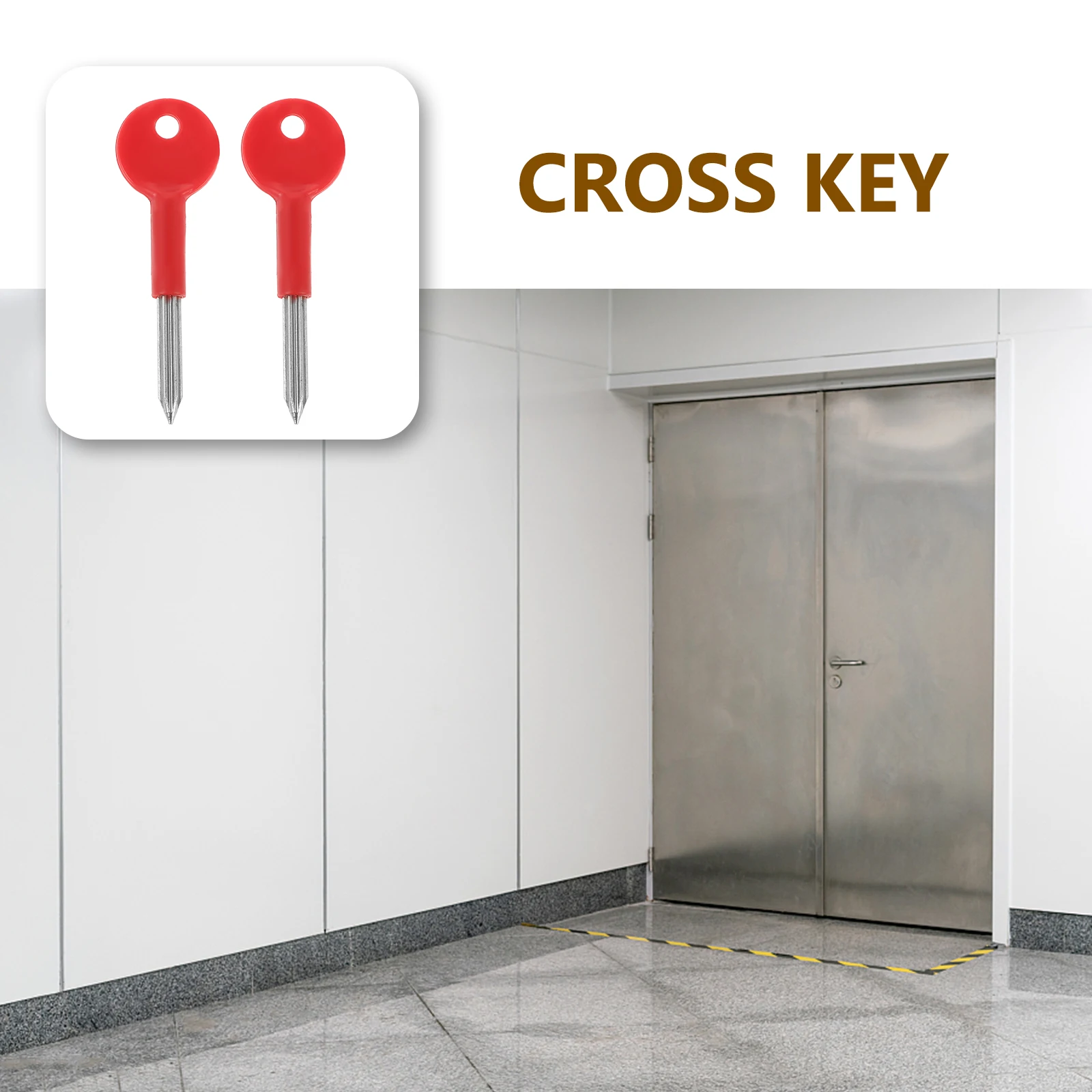 

2pcs Fire Keys for Commercial Door Keys Tube Well Lock Pipeline Security Cylinder Replacement Red Metal Plastic Universal