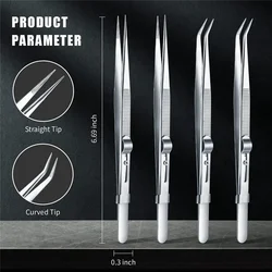 16CM Professional High Precision Stainless Steel Jewelry Tweezers Sandblasting DIY Diamond Gem Jewelry Jeweler's Slotted Buckle
