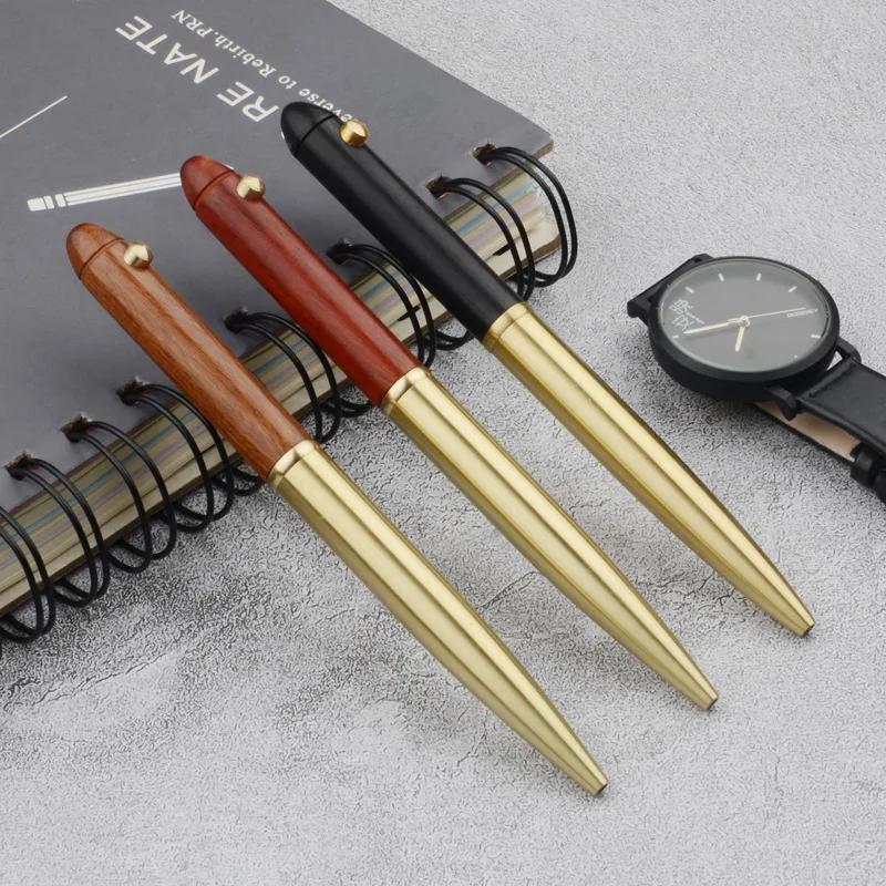 Solid Wood Brass Metal Ballpoint Pen Business Office Neutral Pen Enterprise Companion Gift Pen Hand Account Pen