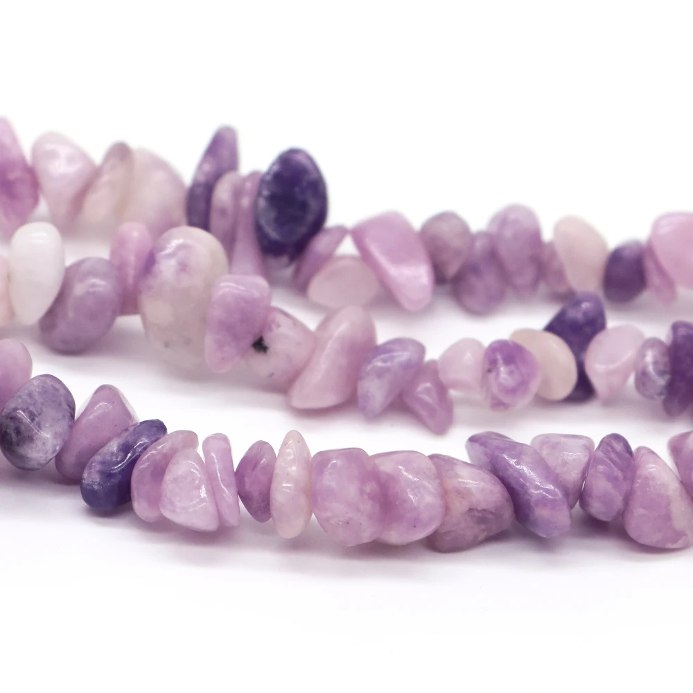 5-8mm Natural Irregular Lilac Lepidolite Stone Beads Gravel Chips Loose Spacer Beads for Jewelry Making DIY Bracelet Necklace