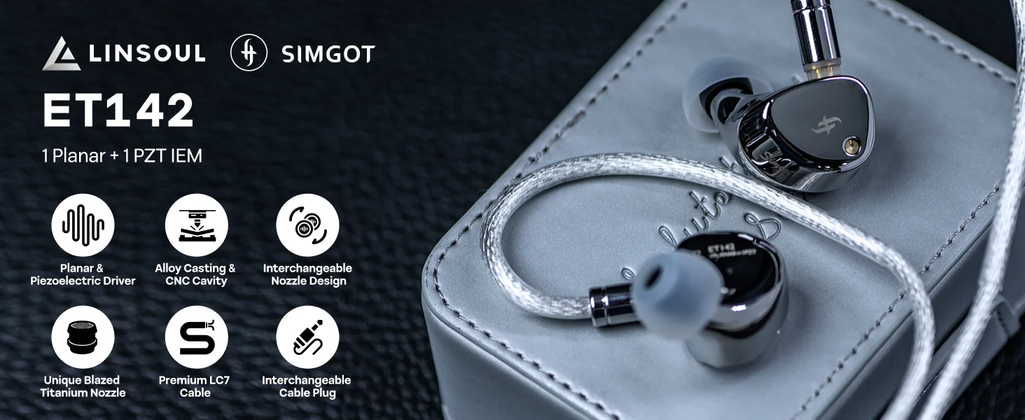 SIMGOT ET142 PZT IEM-Kopfhörer, kabelgebundene Ohrhörer und fortschrittliche Dual-Symmetrische magnetische Planar-Ohrhörer mit Dual-Düse und Tuning-LC7-Kabel – Detail 1