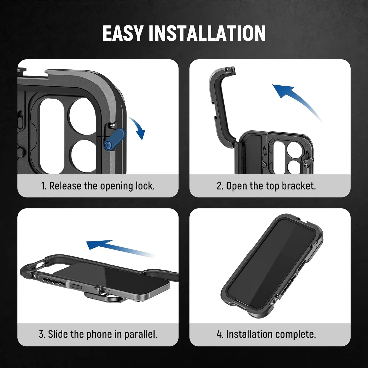 NEEWER 15 Pro Cage per telefono Video Rig con doppie maniglie per Phone 15 Pro Phone Rig Stabilizzatore per smartphone per la registrazione video