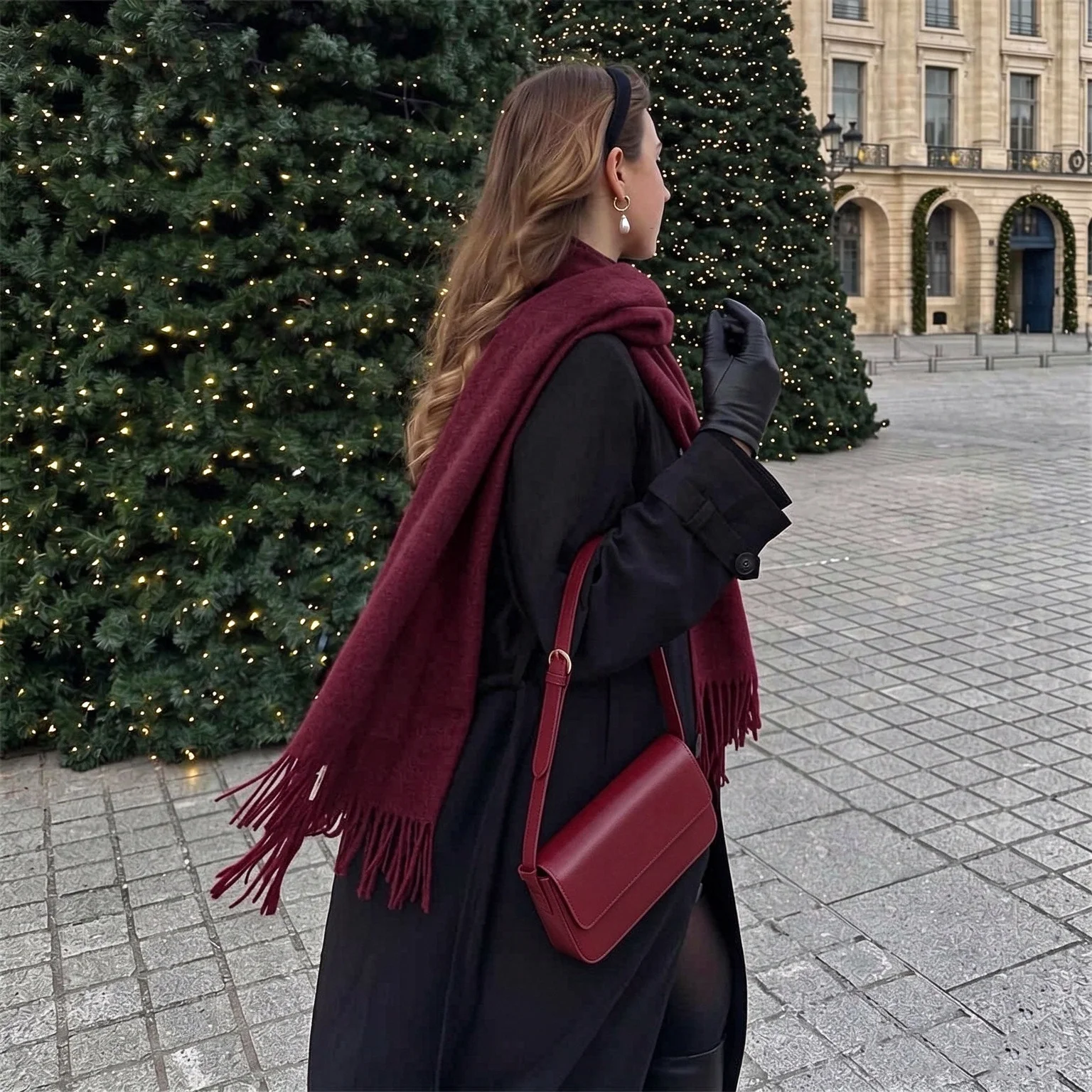 Solid Imitation Cashmere Long Scarf With Fringe Edges Soft Cozy Warm Neck Wrap Ladies Fashion Shawl For Cold Autumn Winter