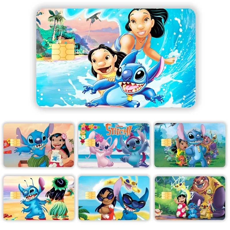 Stitch Miniso Card Sticker Credit Card Chip Creativity Cartoon Waterproof Stickers Kawaii Stickers Big and Small Chip Sticker