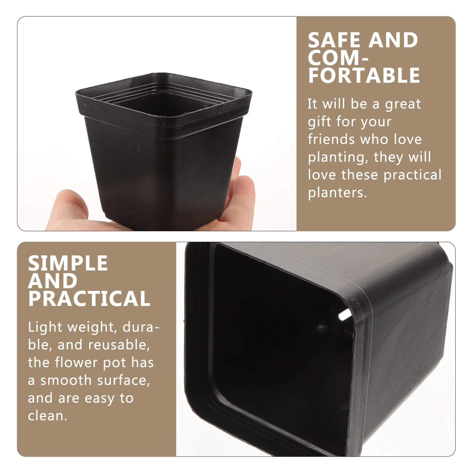 

120pcs Square Nursery Pots 4.5 Inch Deep Plastic Seedling Planters For Herb Flower Succulent Starter Lightweight Durable Grow