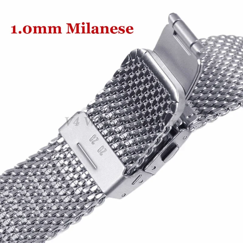 Metal Watch Band 1.0mm 0.6mm Milanese Mesh Bracelet for IWC Watch Accessories Strap 3mm Thick Steel Wristband 18/20/22/24mm