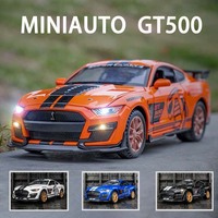 1:32 GT500 Miniature Sports Car Alloy Miniature Car Model Decorative Trendy Ornaments Diecast Metal Sound And Light Collections
