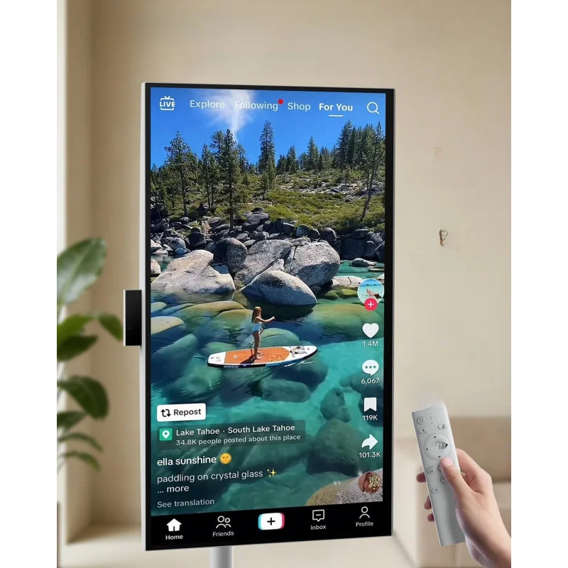 32 Inch Portable Smart TV on Wheels, Widevine L1 for Netflix HD, 12800mAh Battery, Android Rolling TV with 8GB RAM 128GB