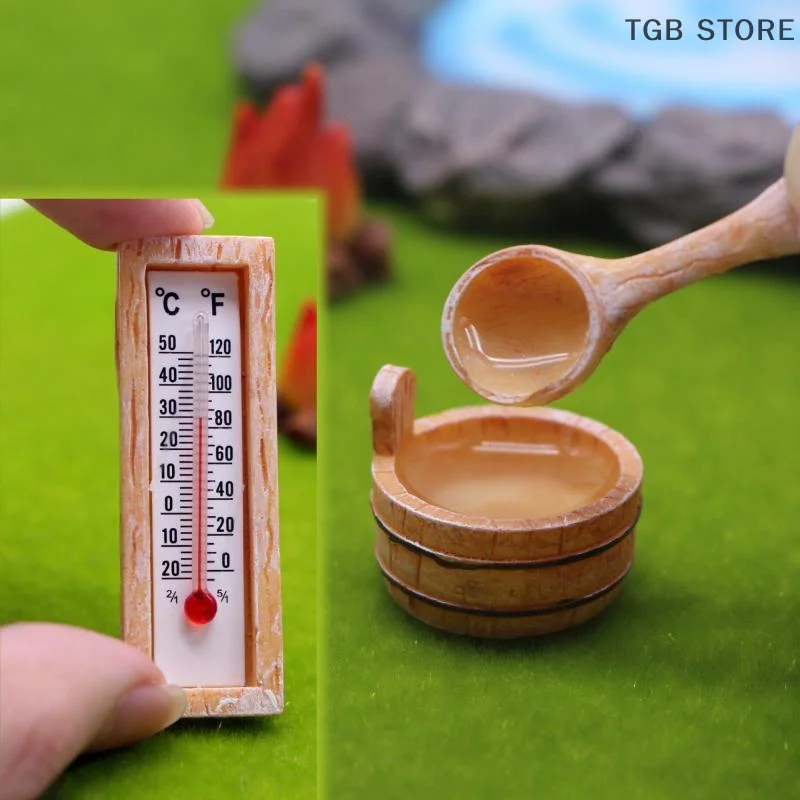 1 ensemble 1:12 scène de Sauna accessoire modèle accessoires miniatures meubles de maison de poupée modèle de maison décor jouet maison de poupée accessoires