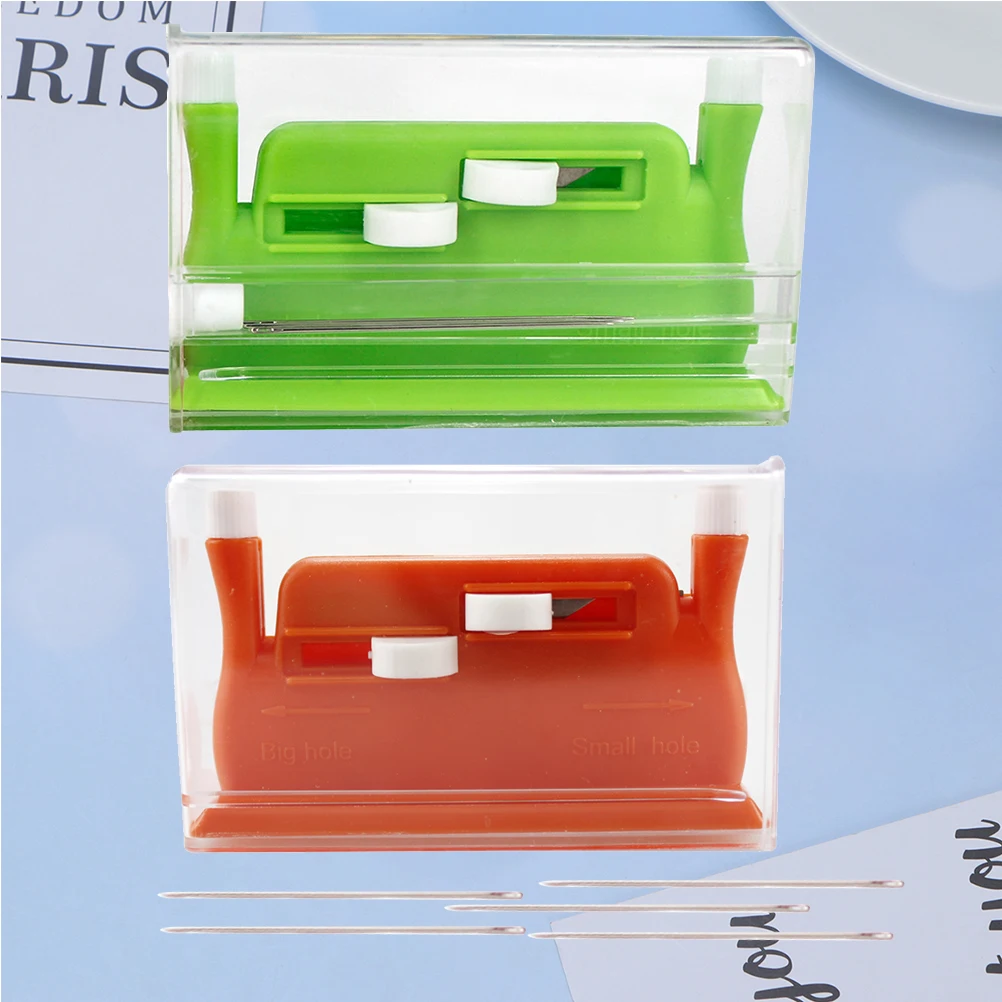 

2 set Plastic Needle Threader Double Stitch Tool For Hand Machine Sewing With 10 Needles Bright Color Easy Use Craft Accessory
