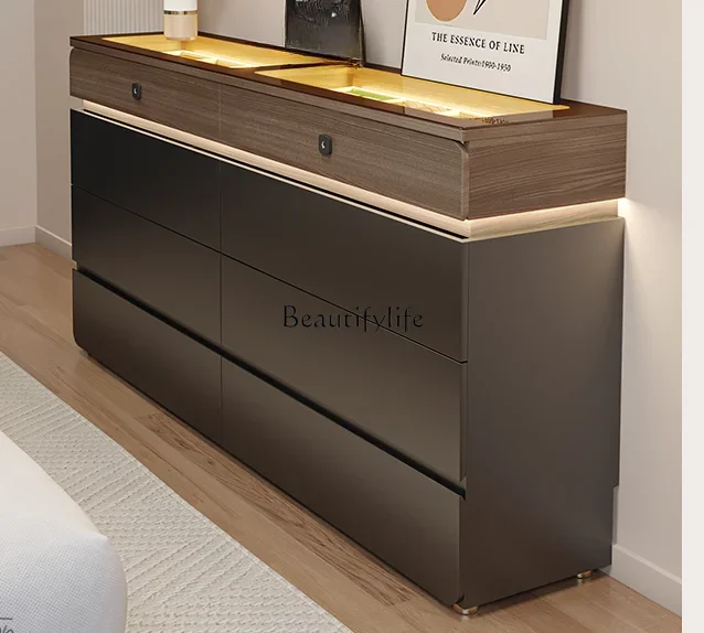 

Bedroom chest light luxury high-end sense with smart fingerprint lock narrow bedside cabinet