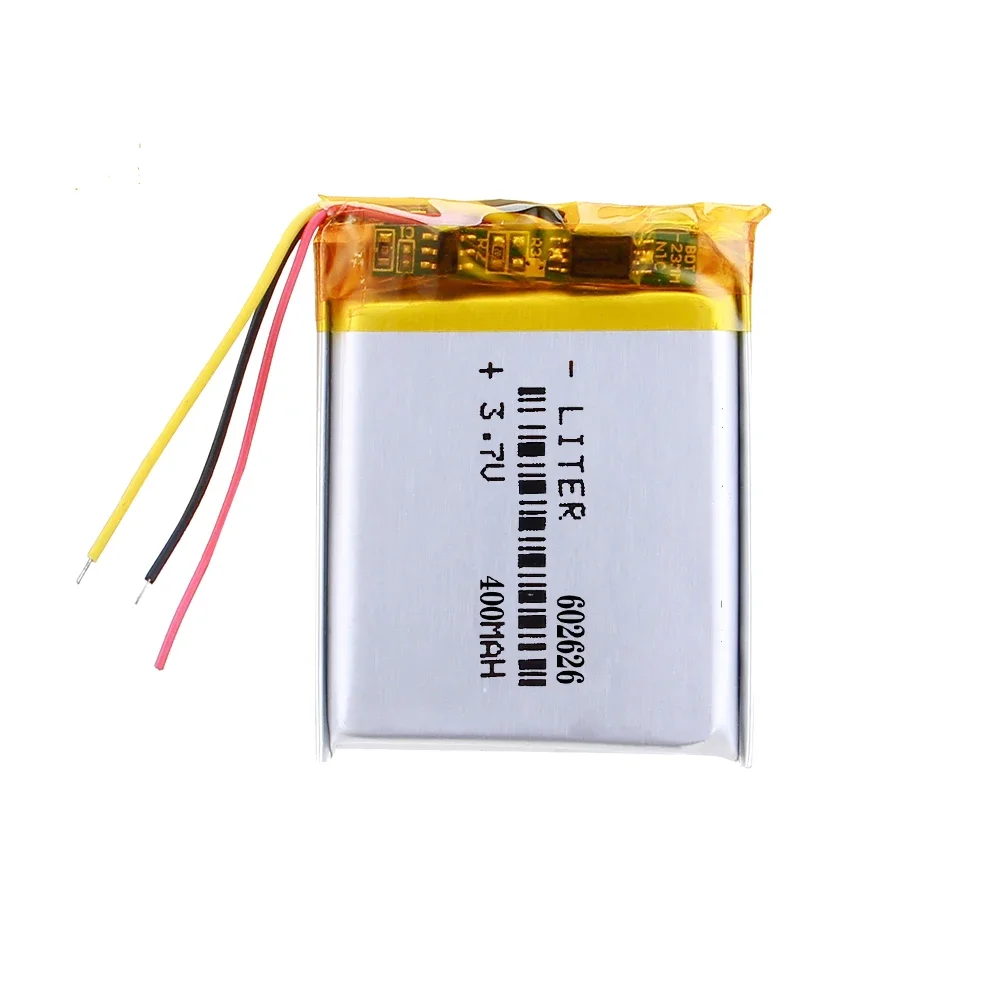 3 wires 602626 3.7V 400MAH 602627 polymer lithium ion / Li-ion battery for MP3 MP4 MP5 GPS SMART WATCH battery