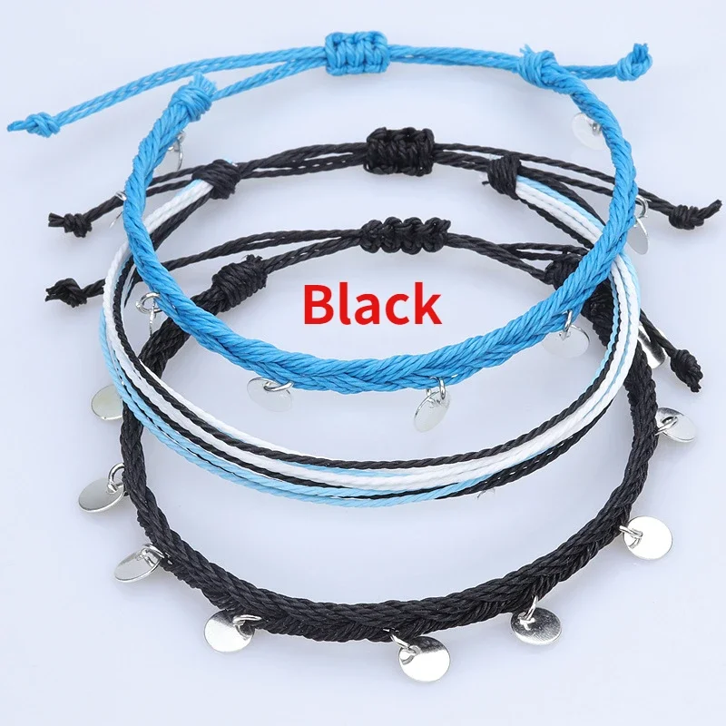 Summer String Ankle Bracelets Rope Anklets Braided Beach Boho Coin Anklets Cute Friendship Foot Jewelry gift for Women Teen Girl