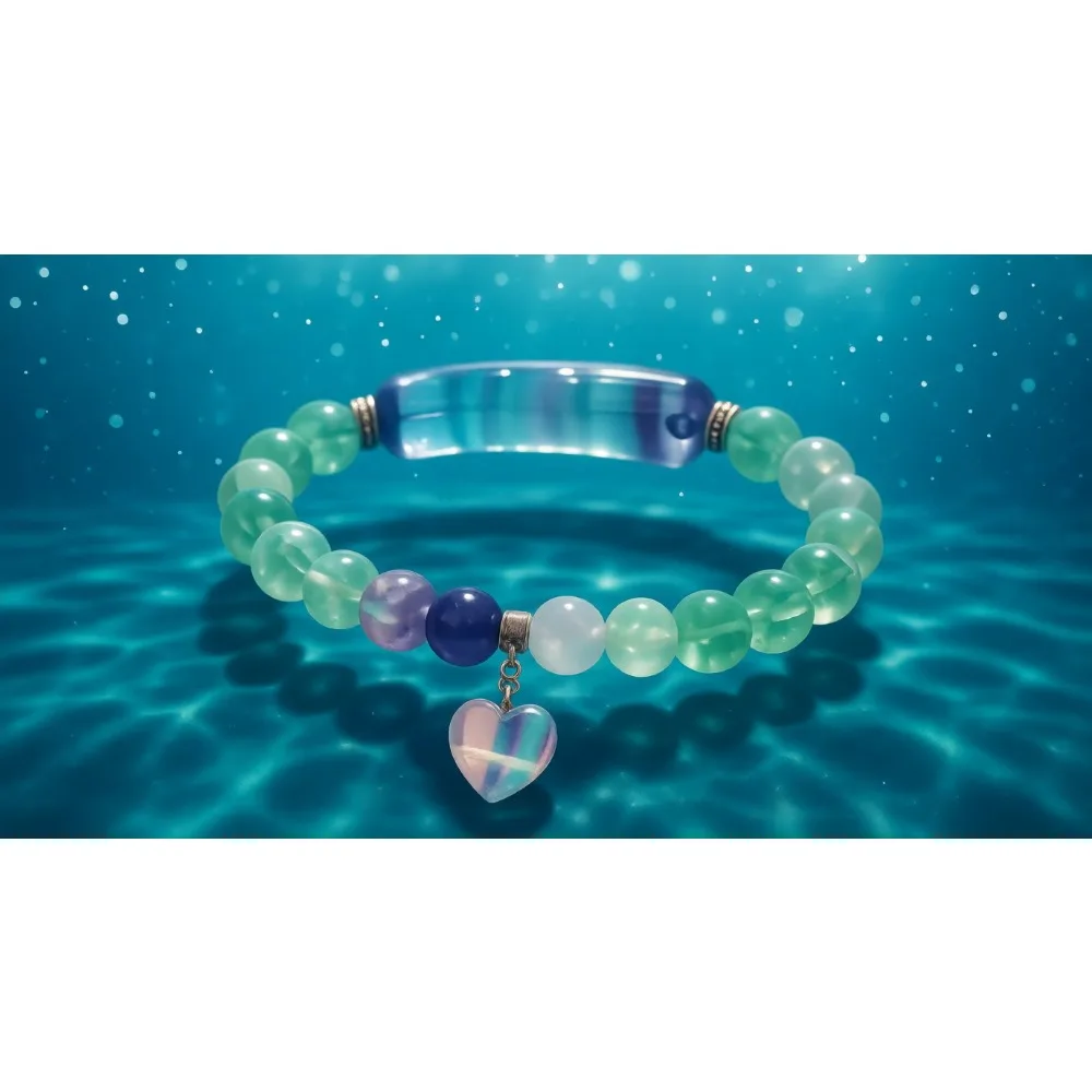 

Браслет ручной работы с камнями для исцеления, чакрами и подвеской в форме сердца для женщин