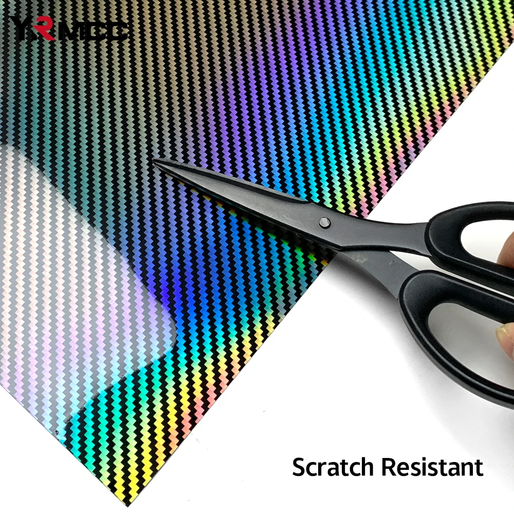 Laser Silver Carbon Fiber Vinyl Wrap Motorcycle Stickers Rainbow Foil Car Body Film High Gloss Covers Car Stickers Accessories