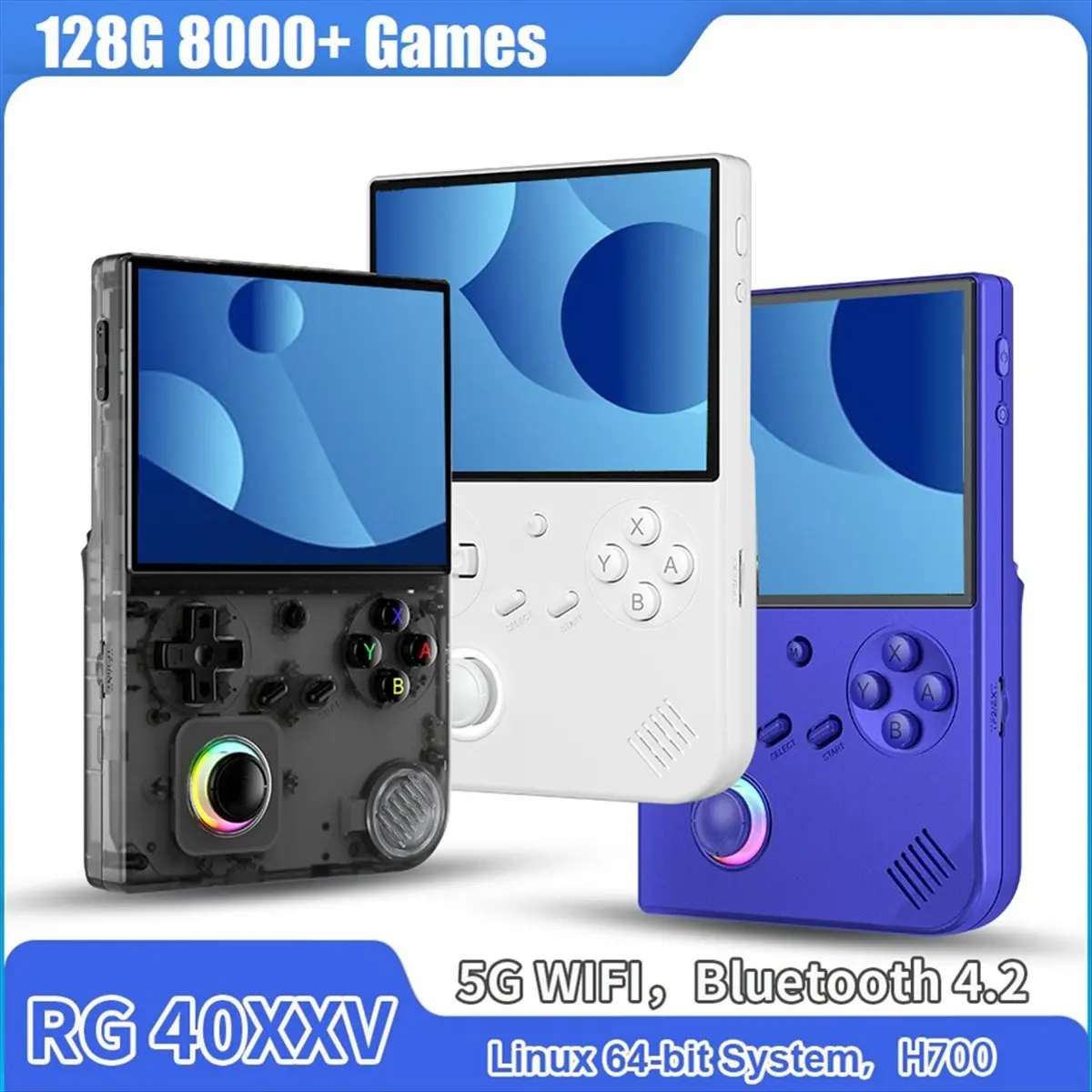 

T81C! Портативная игровая консоль RG40XXV Retro, 128 ГБ, 8000+ игр, 64-битный Linux, 4,0-дюймовый IPS-экран, Wi-Fi, RGB-джойстик A