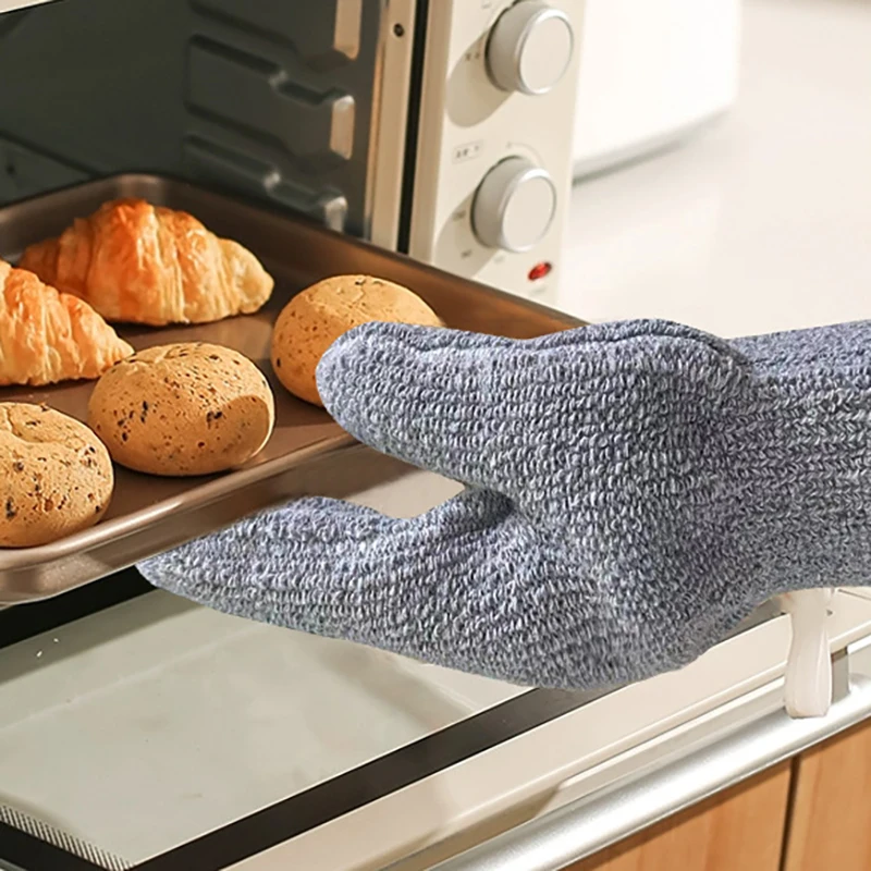 1Pair High Quality Thicken Double-layer Cotton 100/250 Celsius Kitchen Heat Resistant Anti Burn Heatproof Oven Gloves