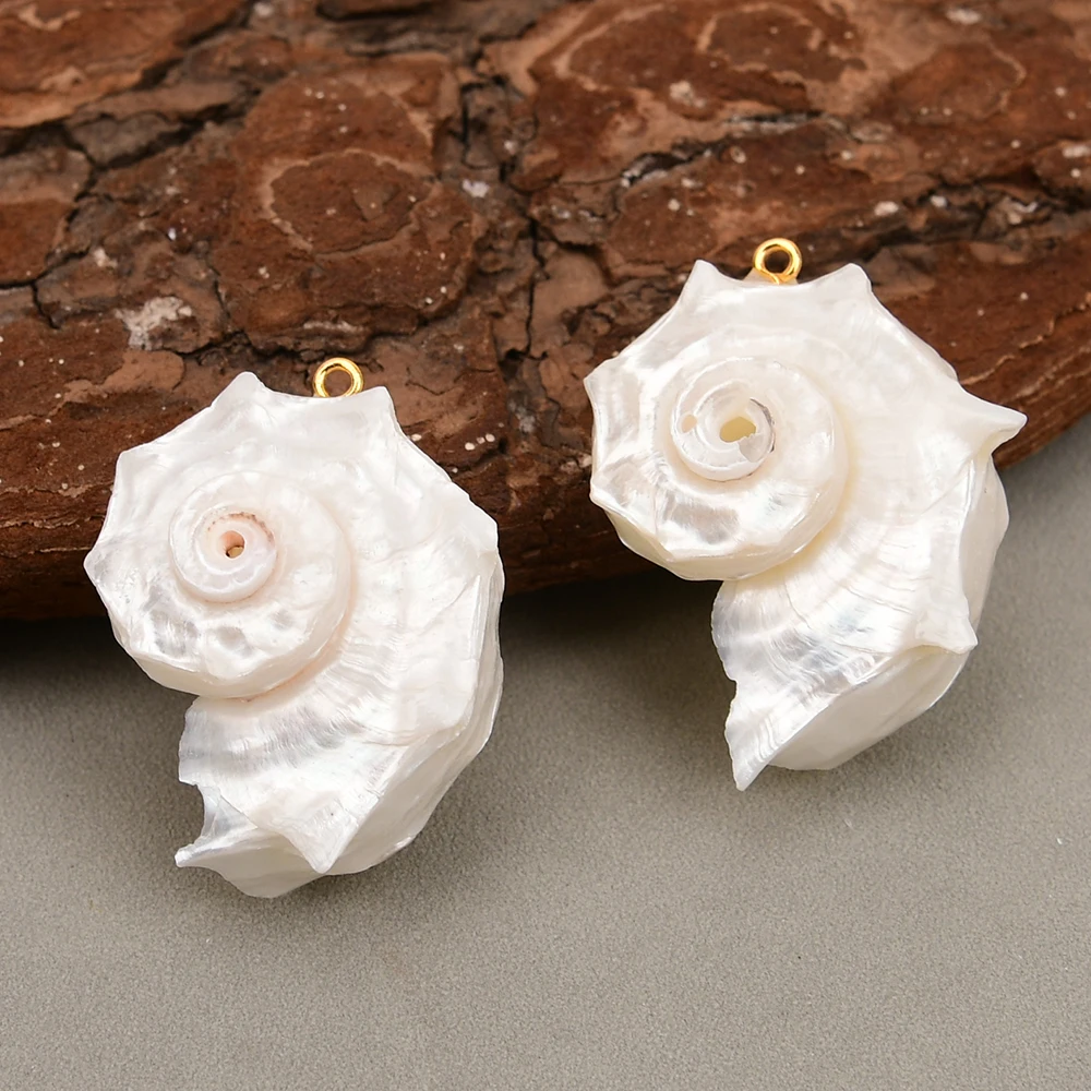 

APDGG 10 шт. натуральных белых спиральных подвесок из морских ракушек для изготовления украшений своими руками