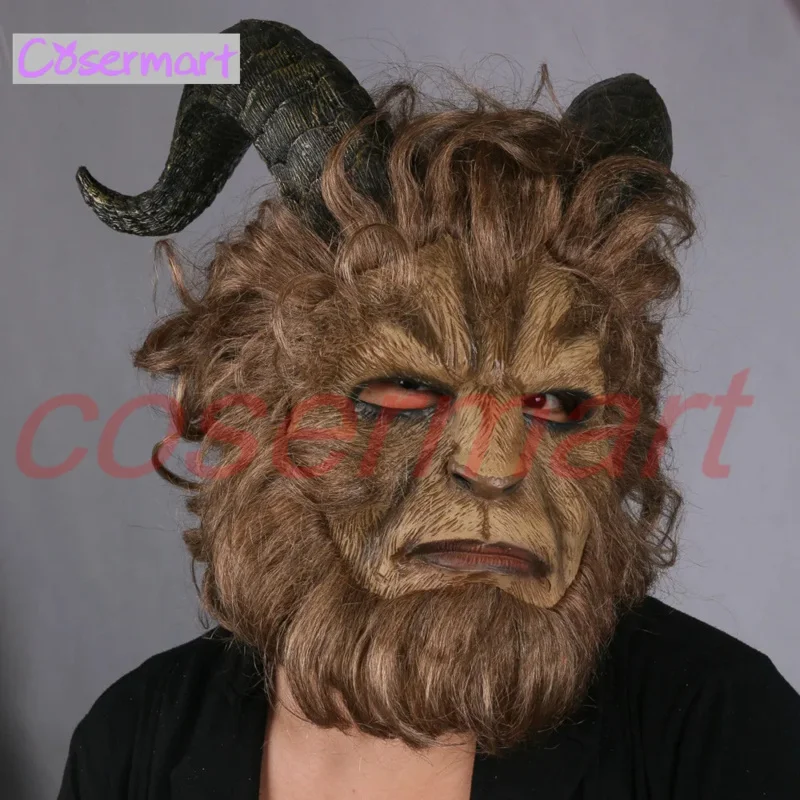 2025 New 2017 Hot Movie Beauty and the Beast Adam Prince Cosplay Horror Mask Latex Lion Helmet Halloween Party