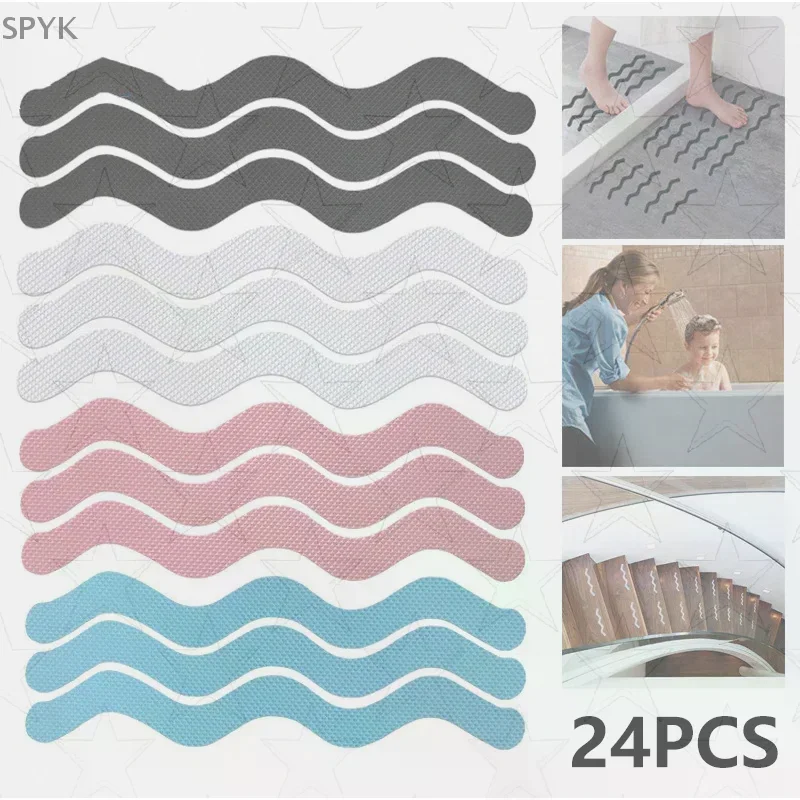 24pcs/Package Transparent Anti-Slip Stickers For Bathroom Floor And Shower - Bathtub Floor Safety Anti-Slip Strips