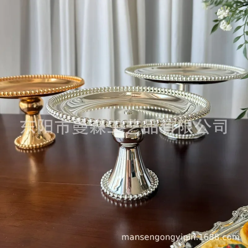 European-style golden wrought iron dessert table decoration tall cake plate display stand fruips