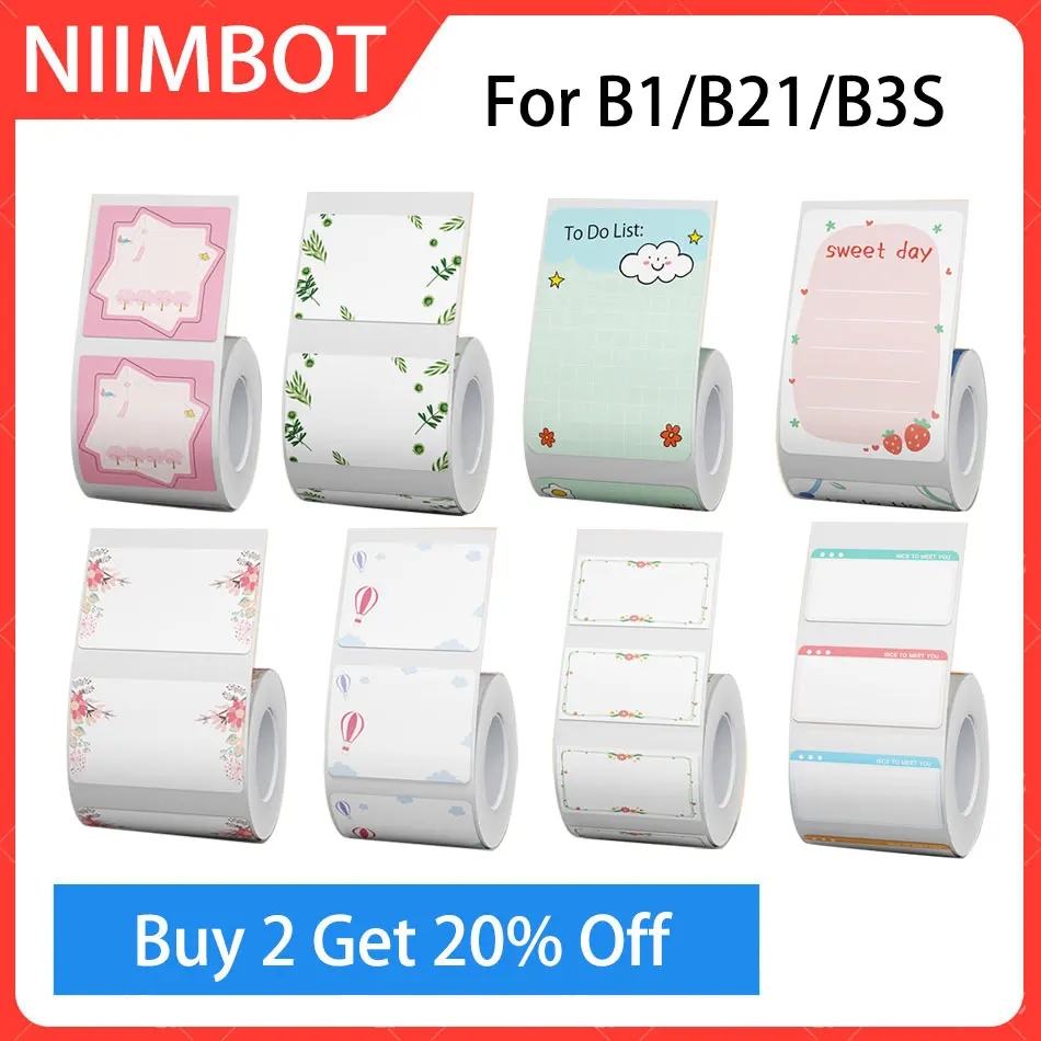 Niimbot B21/B3S/B1 labels stick color Tape Price labels printing paper thermal label paper Self adhesive color pattern bar code