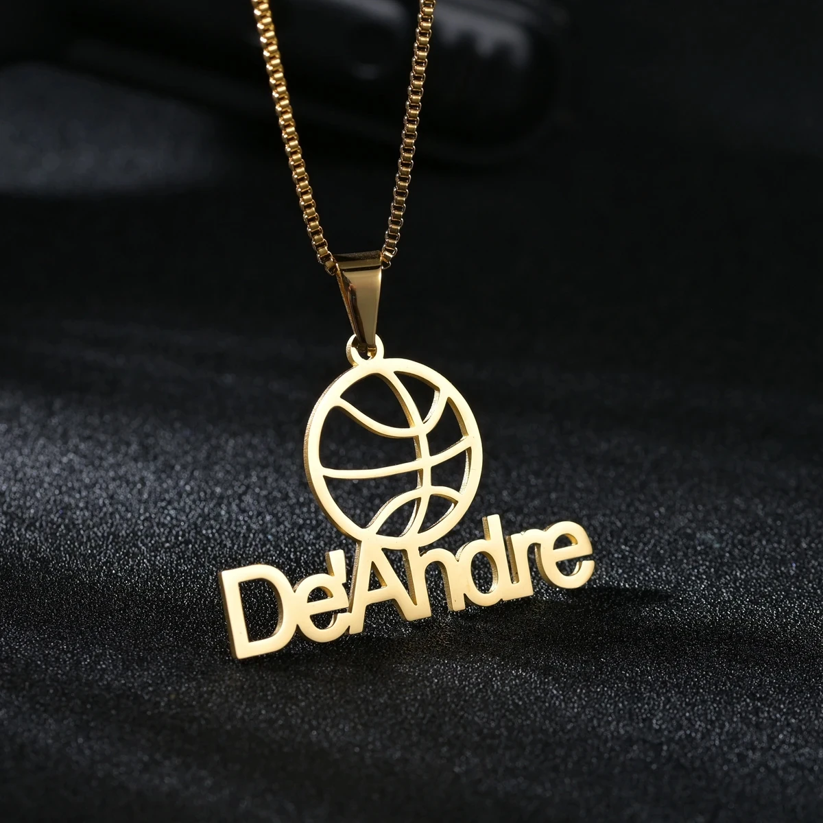 Personalisierte Namenskette aus Edelstahl mit Fußball-Motiv, Dicke Kette, Anhänger-Schmuck, Geschenk für Frauen und Männer zum Geburtstag – Detail 12
