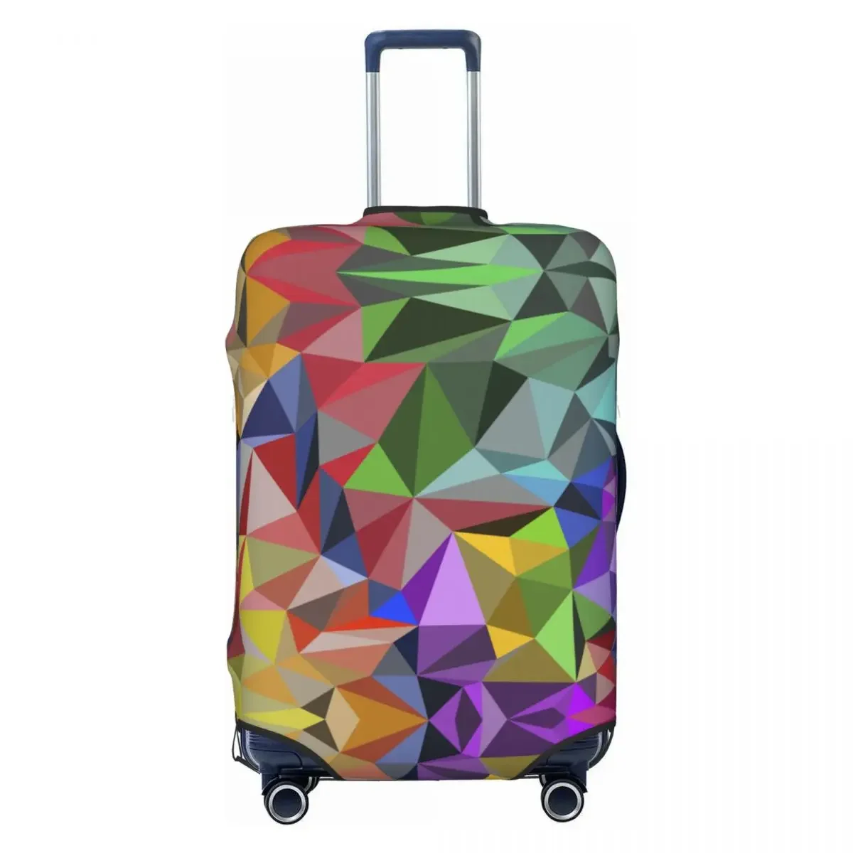 Juste de valise mosaïque polygonale, triangles néon 3D, voyage de croisière de vacances, fournitures de bagages pratiques, protecteur