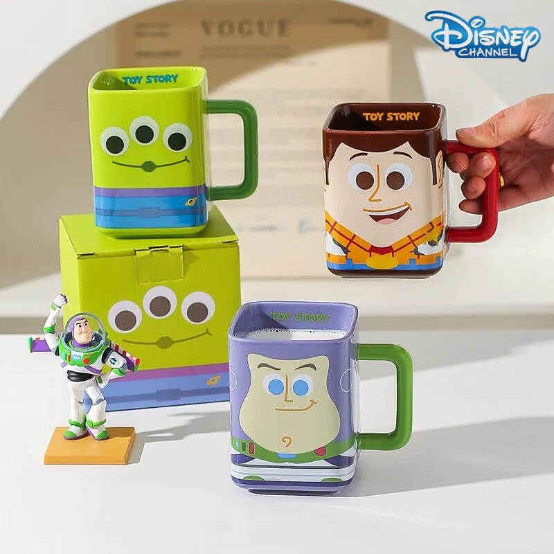 

450 мл керамическая чашка для воды Disney Buzz Lightyear Kawaii, аксессуары для печати в стиле аниме, чашка для дома, завтрака, сока, молока, кофе, подарок