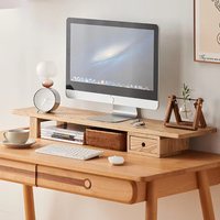 Desktop Storage Organizer, Wooden Computer Monitor Riser, Office Desk Divider Stand,Laptop Holder with Multi-Function Storage