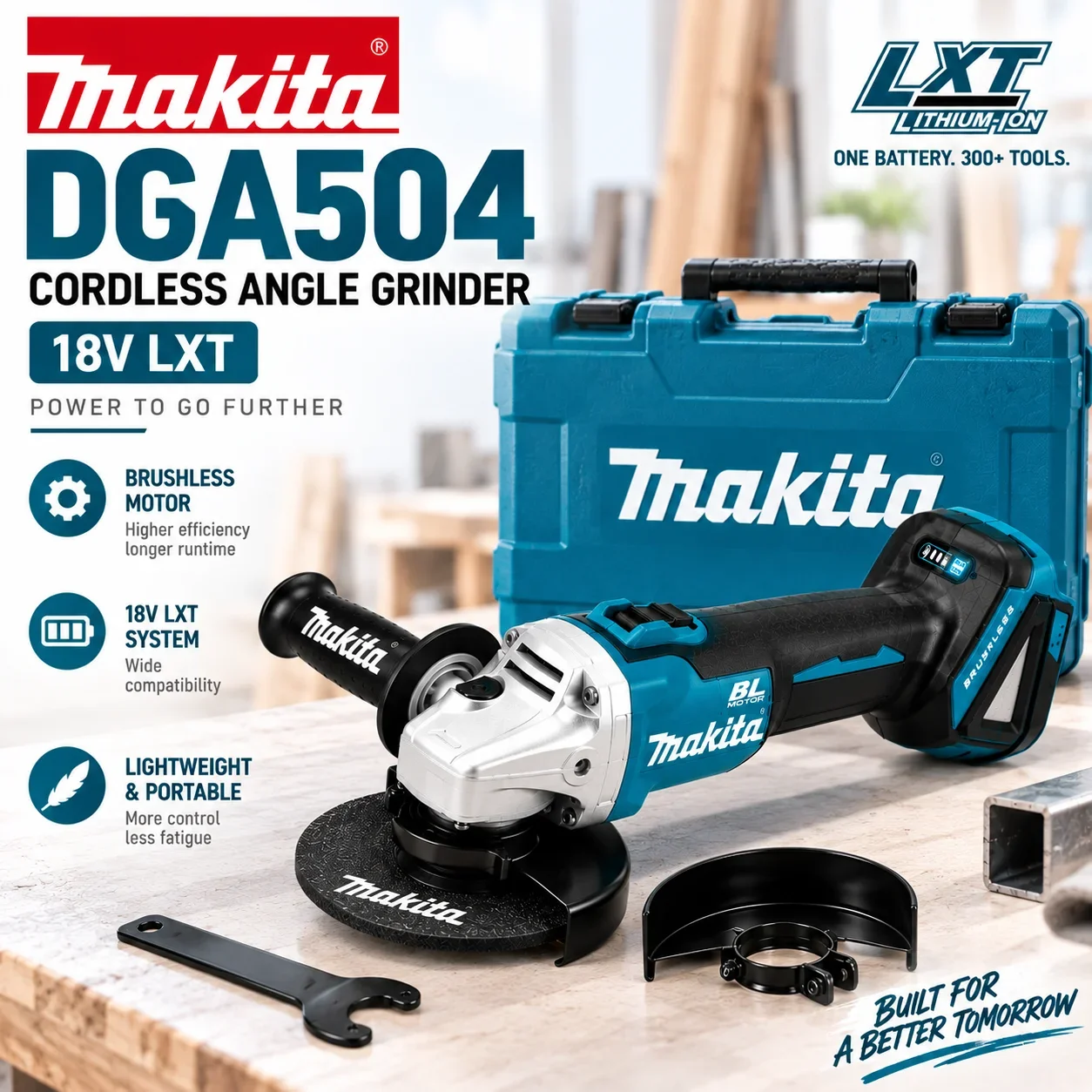 Makita DGA504 Bürstenloser Akku-Winkelschleifer 18V LXT Akku Schleif- Schneid- und Poliermaschine Professionelle Elektrowerkzeuge