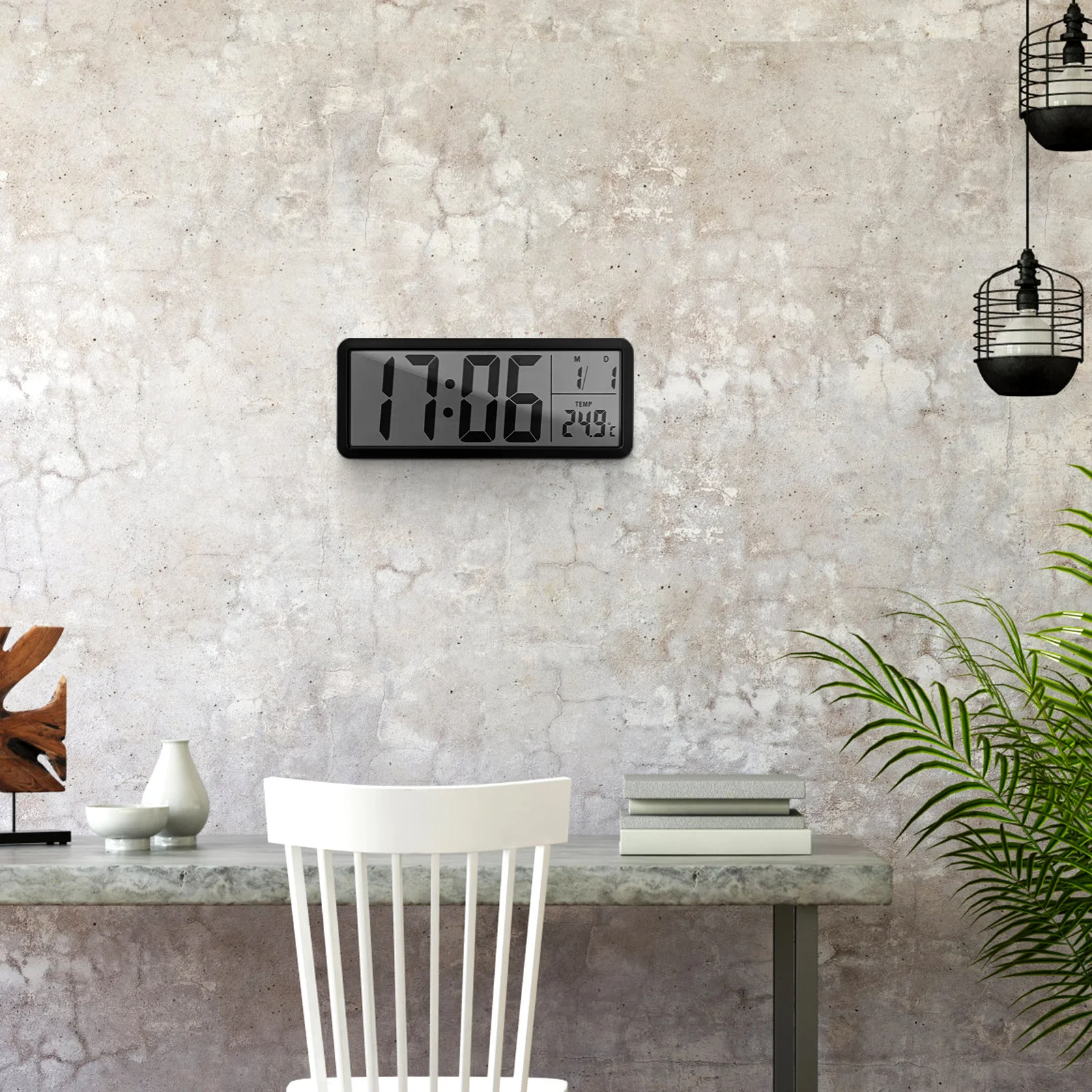 

Digital Wall Clock Black Metal Led Large Display With Temperature Humidity Date Day Realtime Sensor For Living Room Office