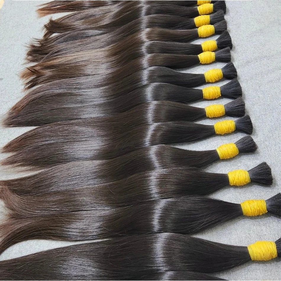 Raw material virgin hair bulk 100% unprocessed human hair natural black color wholesale price 100% Baby thin Raw Human Hair Bulk