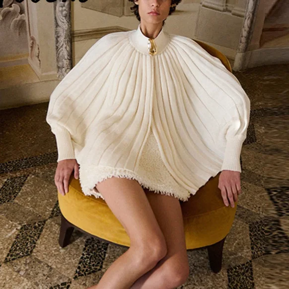 

New autumn and winter turtleneck lazy style sweater loose elegant cloak long-sleeved wool top blouse