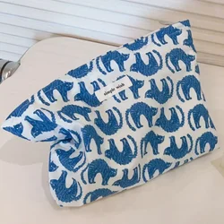 Women Cute Floral Cotton Makeup Bag Lipstick Bags Purse Zipper Bag Pocket Clutch Storage Pouch Outdoor Shopping Accessories